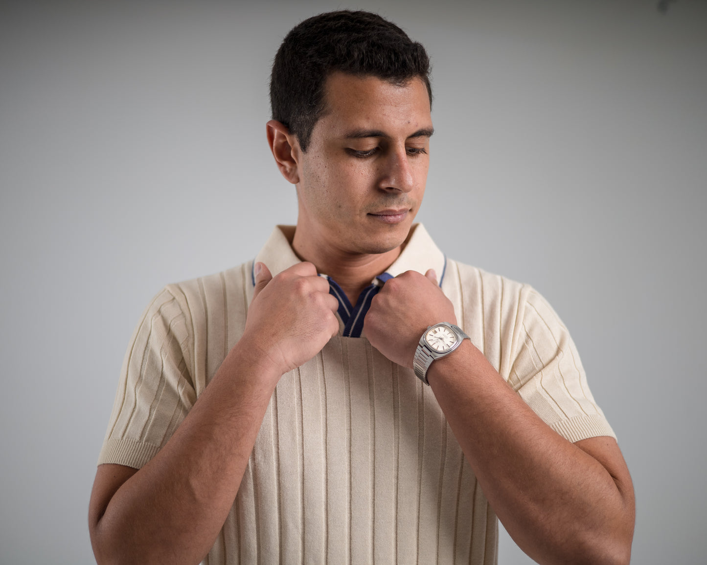 Basha creamy knitted polo