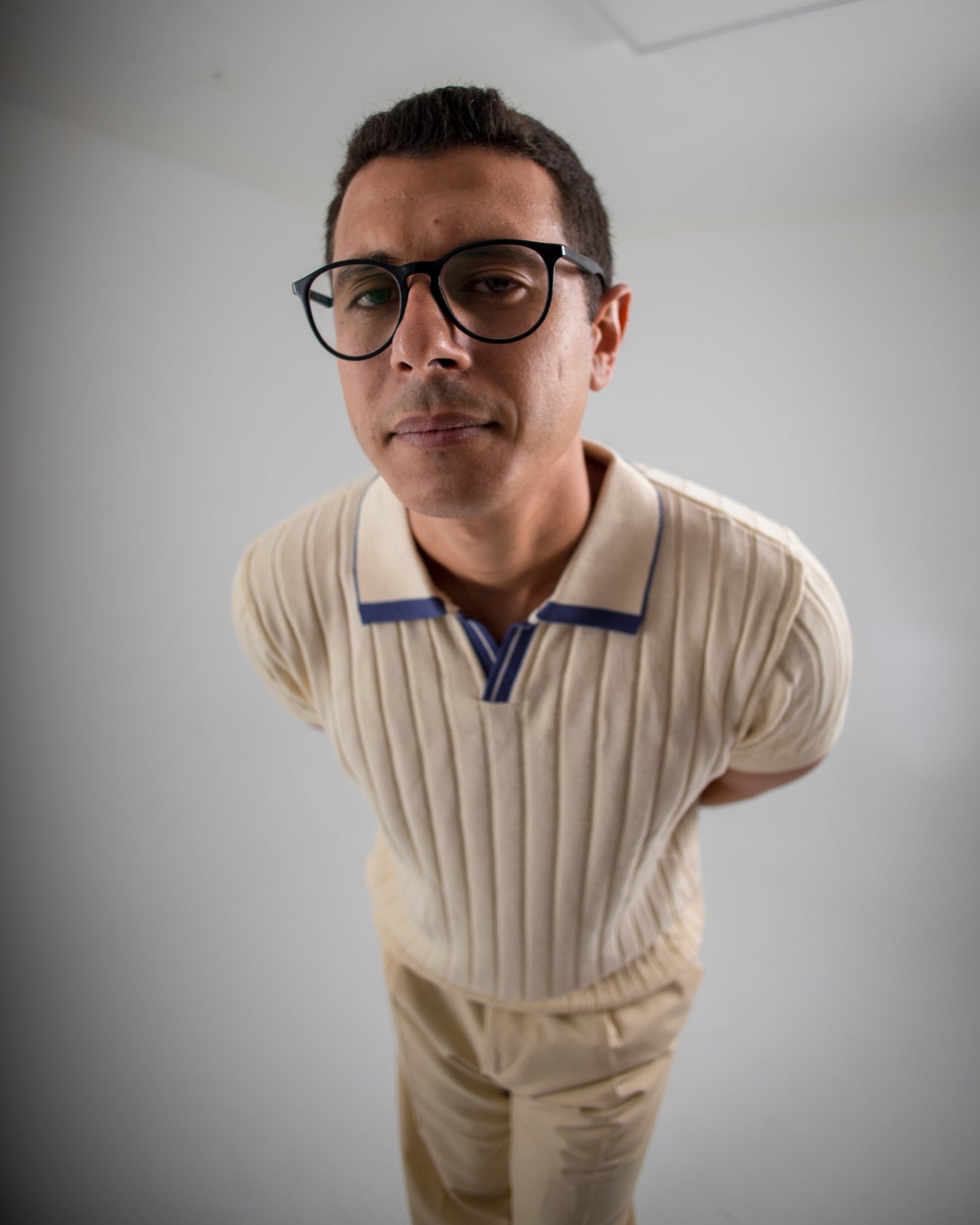 Basha creamy knitted polo