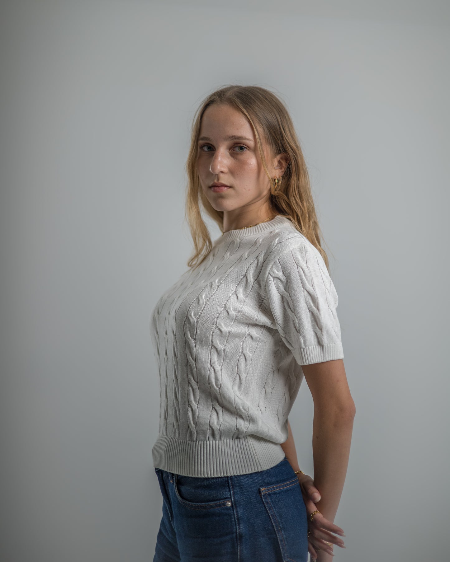 Bashette white knitted t-shirt