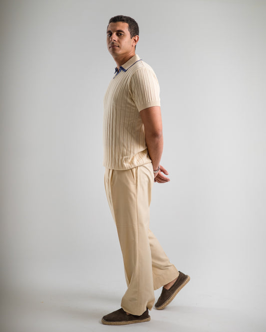 Basha creamy knitted polo