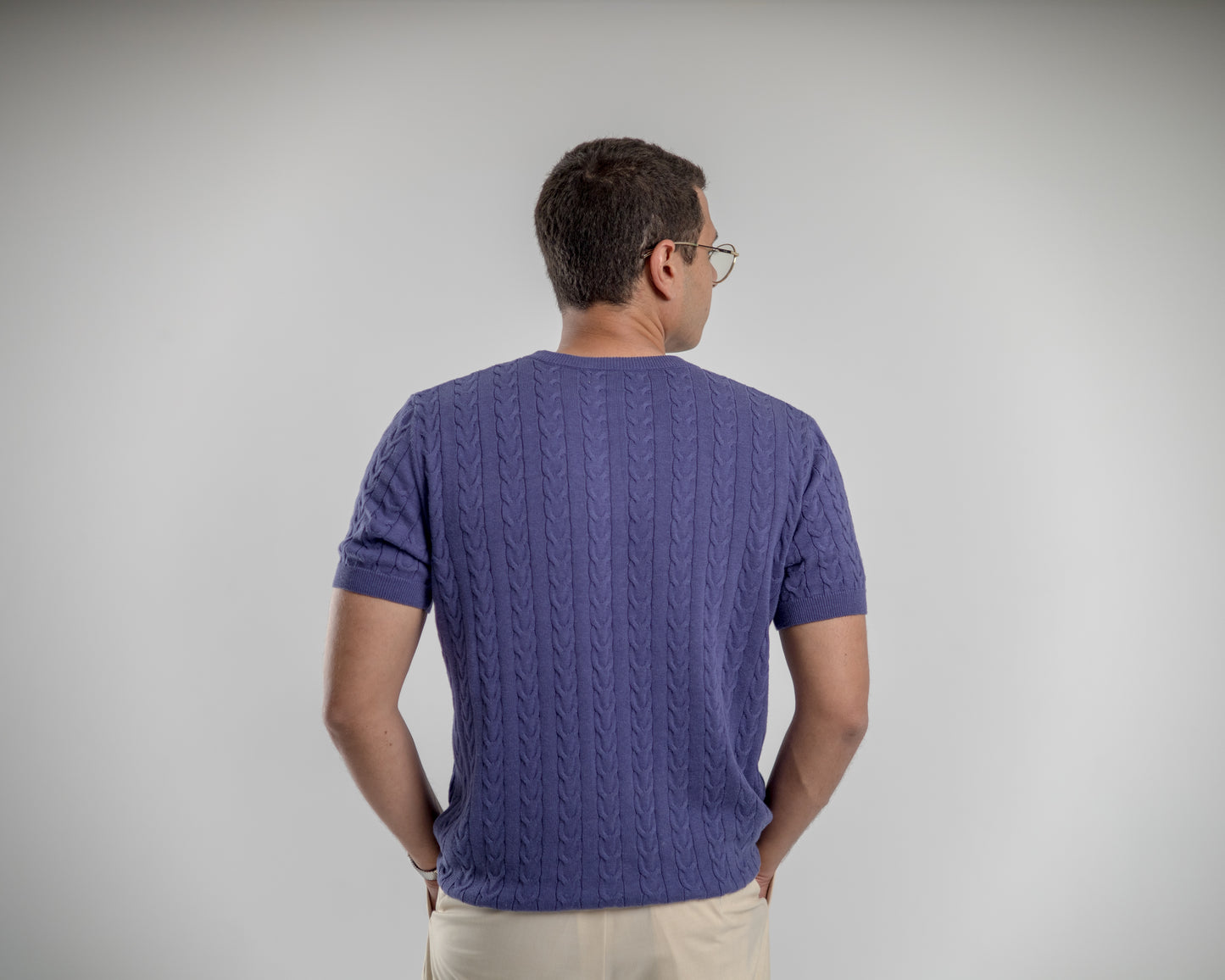 Basha light Navy Knitted t-shirt